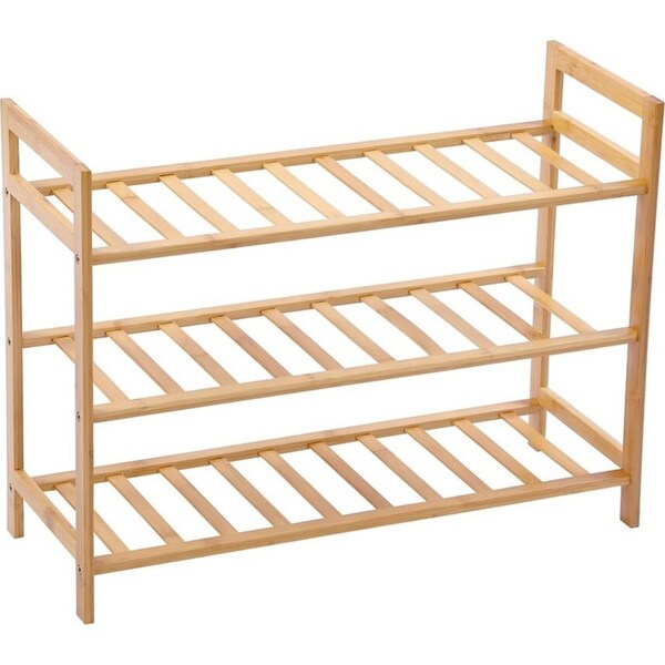 Boxsweden 67x51cm 3-Tier Wooden Bamboo Shoes/Heels/Sneaker Rack Organiser/Stand