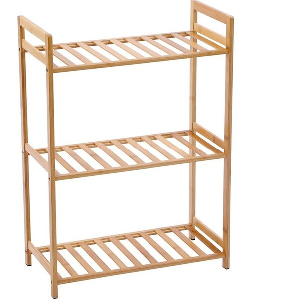 Boxsweden 51.5x71cm 3-Tier Wooden Bamboo Storage Shelf Organiser Rack Stand
