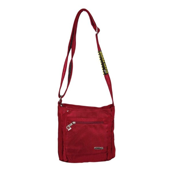 FIB Mens Crossbody Bag Shoulder Strap Travel Satchel Wallet Pockets - Burgundy