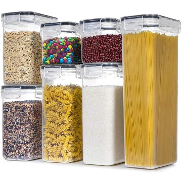 Food Storage Containers 7 Pieces Plastic BPA Free Kitchen Pantry Storage Containers Set