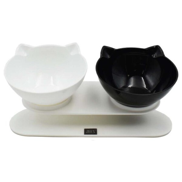 Zeez Double Elevated Tilted Easy Cleaning Cat Bowl 2 x 250ml