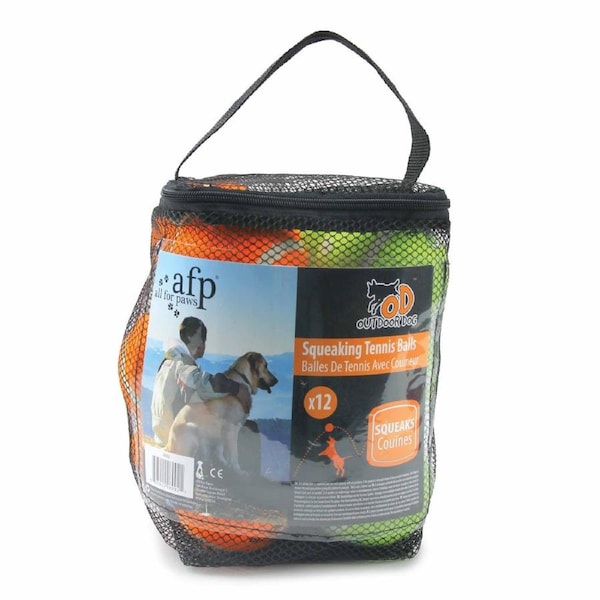 12 Pack Dog Squeaking Tennis Balls - 6.5cm Squeaky Sound Fetch Play Toy