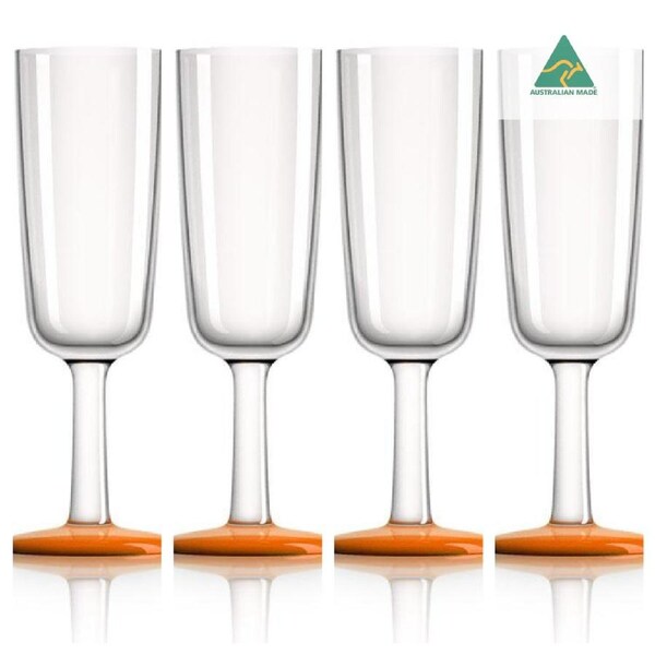 4 x Marc Newson Tritan® Forever Unbreakable Non Slip Flute 180ml - Cadmium Orange