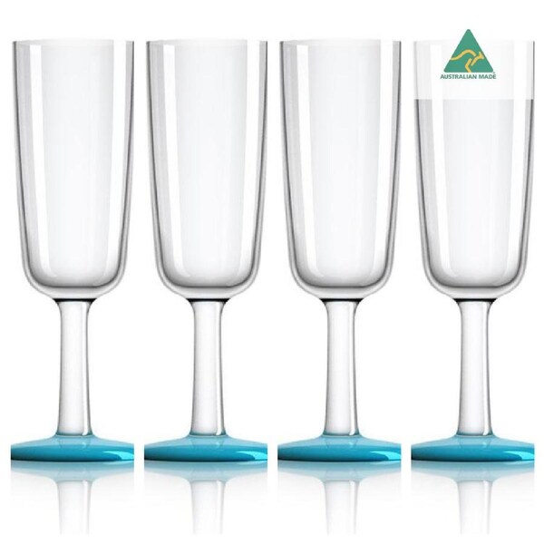 4 x Marc Newson Tritan® Forever Unbreakable Non Slip Flute 180ml - Vivid Blue