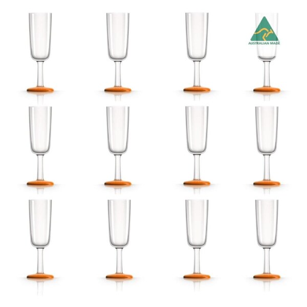 12 x Marc Newson Tritan® Forever Unbreakable Non Slip Flute 180ml - Cadmium Orange