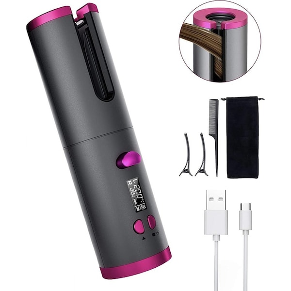 Lenoxx Cordless Automatic Ceramic Portable Rechargeable USB Hair Curler Styler