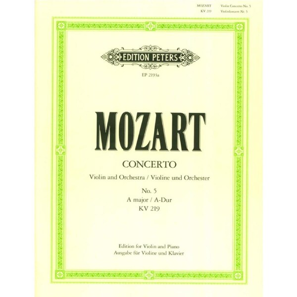 Concerto No 5 A major K 219 Violin, Piano