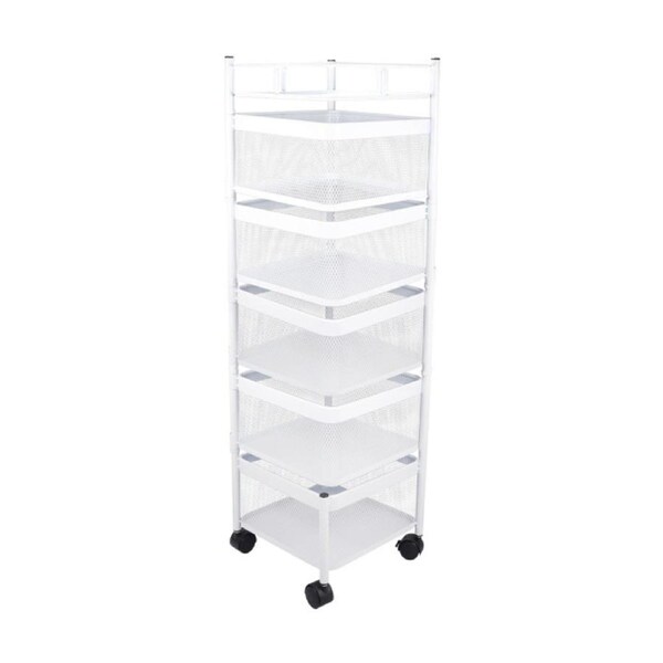 ACA Kitchen Trolley Cart Rack Storage Organiser Shelf Holder Rolling Basket 5 Tiers