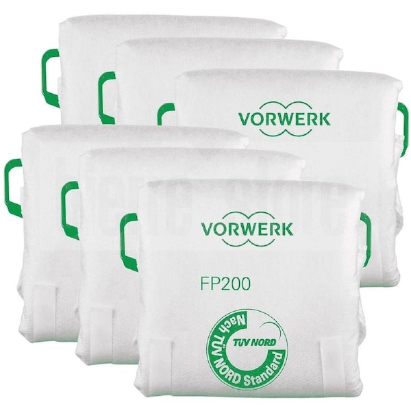 Vorwerk Bag Kobold VK200 Premium Vacuum Cleaner Filter Bag, FP200 Genuine 6pks