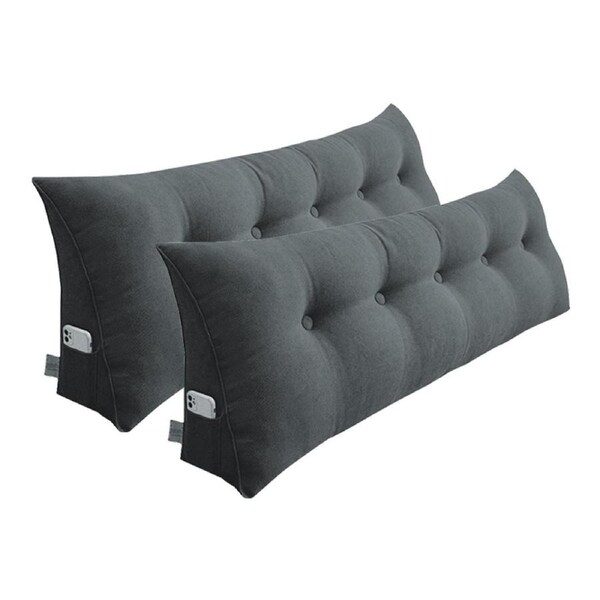SOGA 2X 150cm Dark Grey Triangular Wedge Bed Pillow Headboard Backrest Bedside Tatami Cushion Home Decor