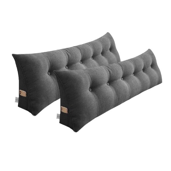 SOGA 2X 180cm Dark Grey Triangular Wedge Bed Pillow Headboard Backrest Bedside Tatami Cushion Home Decor