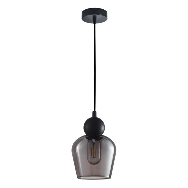 CHAMPAN2 Interior Black Smoke Glass Ellipse Pendant Light- 1 lit