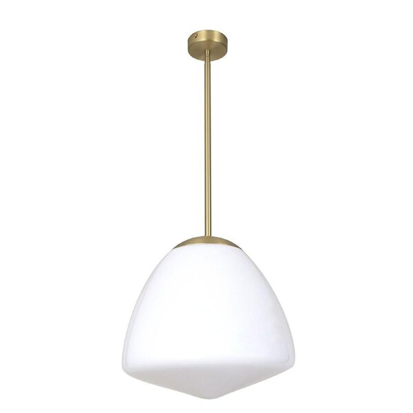 CIOTOLA Interior Tipped Dome Frosted Glass Pendant Light- Large/Antique Brass