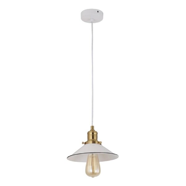 CEREMA Interior White with Antique Brass & Black Highlight Pendant Light- Coolie Small