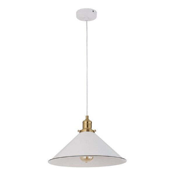 CEREMA Interior White with Antique Brass & Black Highlight Pendant Light- Coolie Large