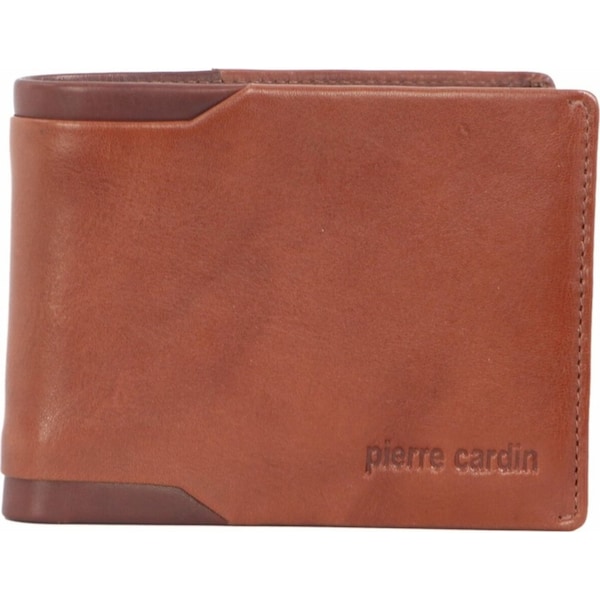 Pierre Cardin Mens Leather Mens Bi-Fold Slime Line RFID Wallet - Cognac