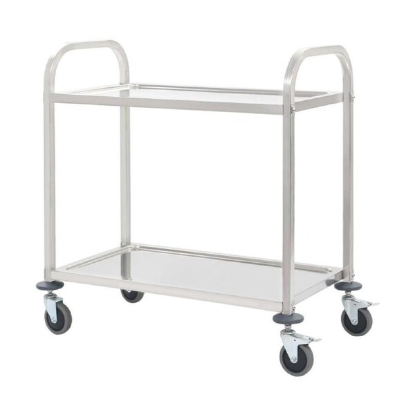 Kitchen Island Cart Mobile Food Server Stainless Steel 2-Tier Utility Trolley