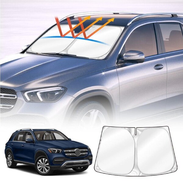 WindScreen Sun Shade for Mercedes-Benz GLE 2018-Onwards Blocks UV Rays Sun Visor Protector Foldable Sunshade