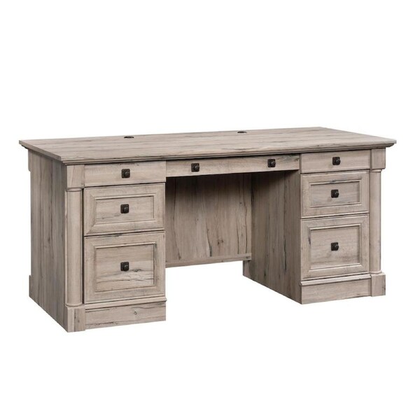 Sauder Palladia Executive Desk Office Computer Table Storage Drawers Filing Split Oak
