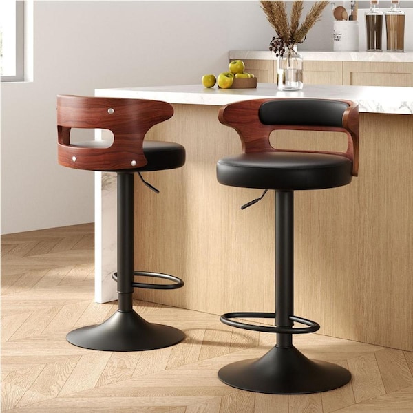 2x Artiss Bar Stools Gas Lift Faux Leather