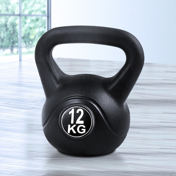 12kg Everfit Kettlebell Set Weight Lifting Bench Dumbbells Kettle Bell Gym Home