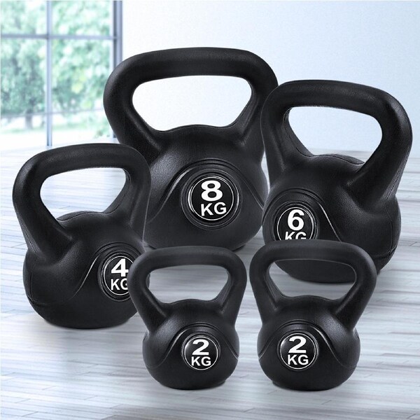 22kg Everfit Kettlebell Set Weight Lifting Kettlebells Bench Dumbbells Gym Home