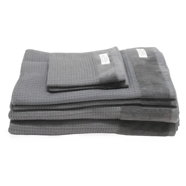 Onkaparinga 6 Piece Mossman Waffle Cotton Towel Pack Charcoal