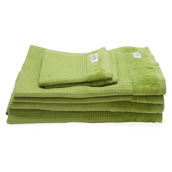 Onkaparinga 6 Piece Mossman Waffle Cotton Towel Pack Tarragon