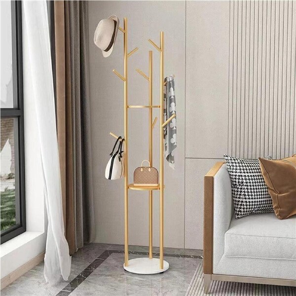 Gold Frame Coat Rack with 9 Hooks
