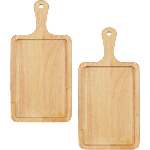 SOGA 2X 40cm Rectangle Premium Wooden Oak Food Serving Tray Charcuterie Board Paddle Home Decor