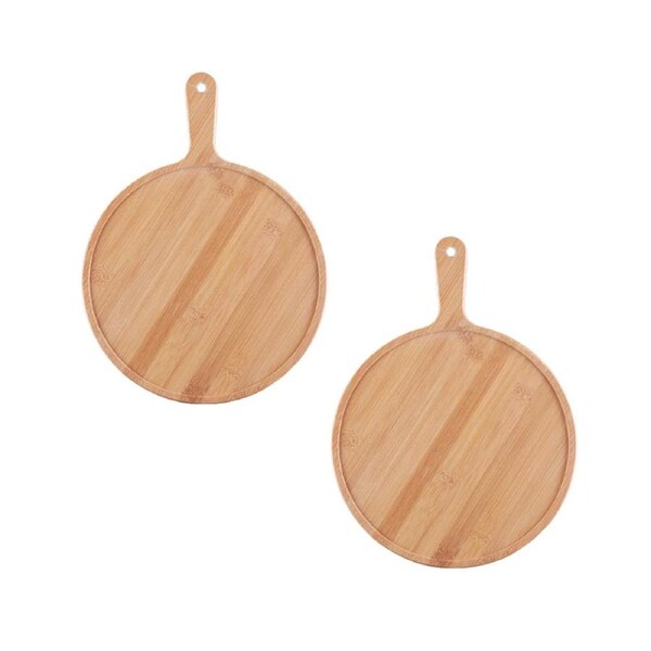 SOGA 2X Premium Blonde Wooden Serving Tray Paddle with Handle 11 inch