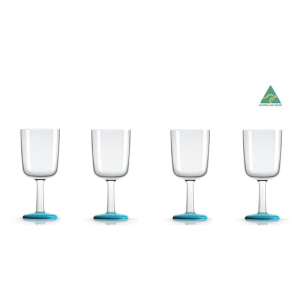 4 x Marc Newson Tritan® Forever Unbreakable Non Slip Wine 300ml Vivid Blue