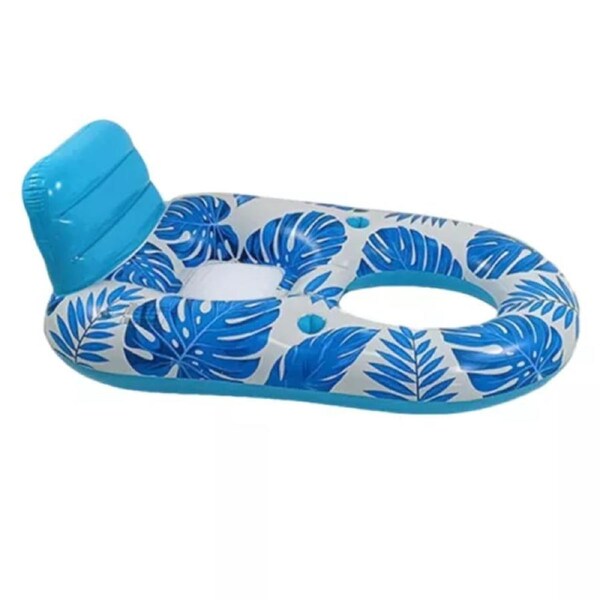 Inflatable Pool Lounge Floating Recliner Swimming Beach with Cup Holders
