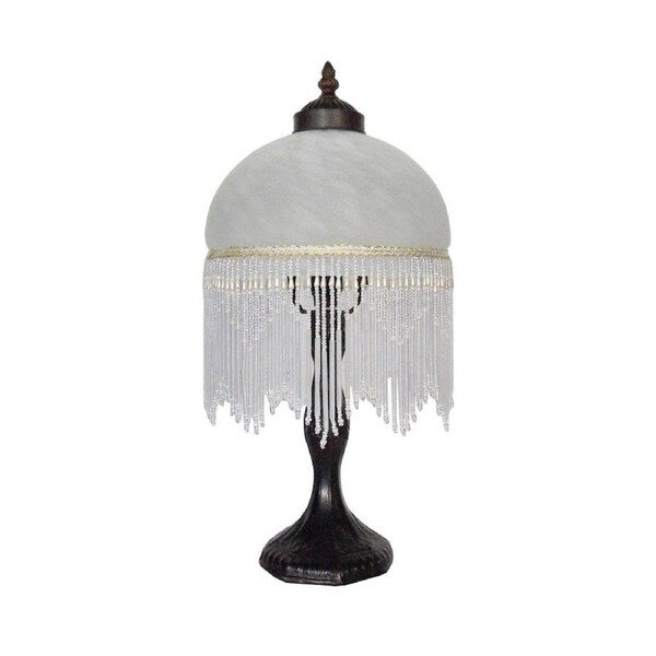 Beaded Victorian Table Lamp White
