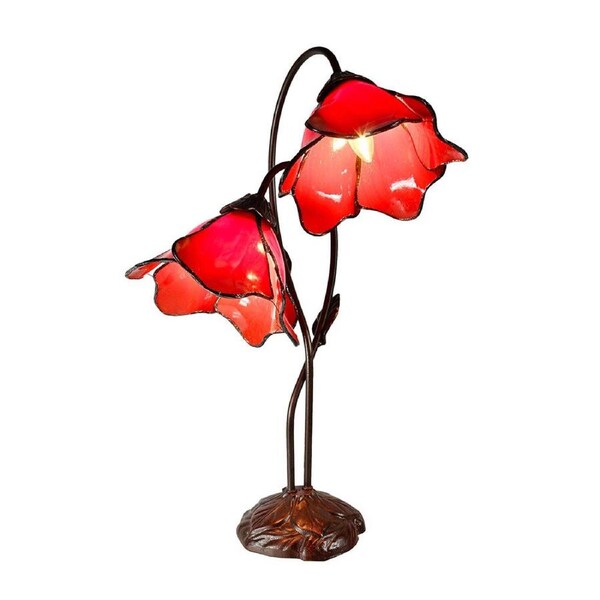Twin Lotus Lamp Red