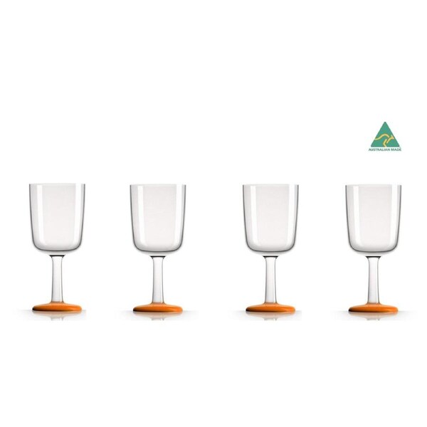 x4 Marc Newson Tritan® Forever Unbreakable Non Slip Wine 300ml Cadmium Orange