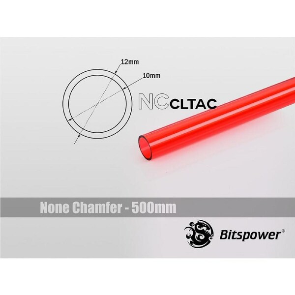 Bitspower None Chamfer Crystal Link Tube OD 12MM - Length 500mm (ICE Red) [BP-NCCLT12ACIRD-L500]