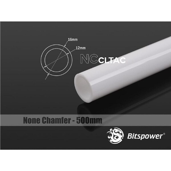 Bitspower None Chamfer Crystal Link Tube OD 16MM - Length 500MM - White [BP-NCCLT16ACWH-L500]