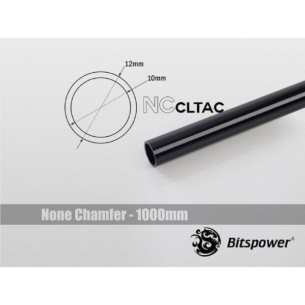 Bitspower None Chamfer Crystal Link Tube OD 12MM - Length 1000mm - Black [BP-NCCLT12ACBK-L1000]