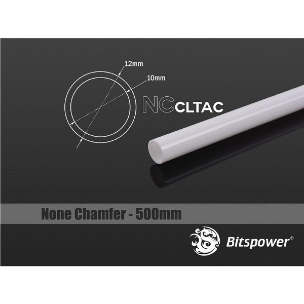 Bitspower None Chamfer Crystal Link Tube OD 12MM - Length 500mm - White [BP-NCCLT12ACWH-L500]