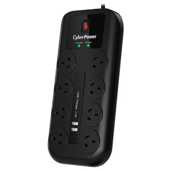 CyberPower 8-Port Home Theatre/IT Surge Protector With 2x USB [CPSURGE08USB-ANZ]
