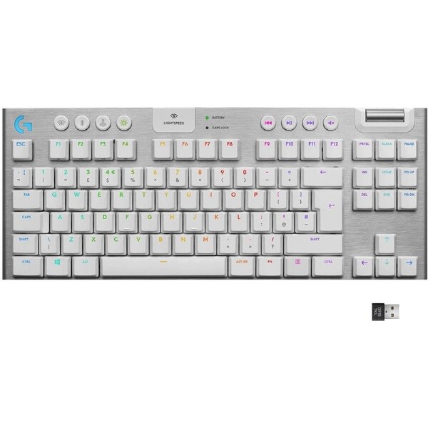 Logitech G915TKL Tenkeyless Wireless RGB LightSpeed Mechanical Gaming Keyboard - White English Layout Tactile [920-009660]