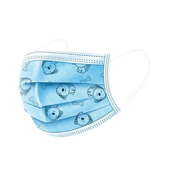 Children's Disposable Pattern Face Masks 50-Pack - Dogs