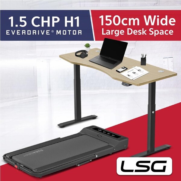 LSG Nimbus Walking Pad Treadmill + ErgoDesk Automatic Standing Desk 1500mm (Oak)
