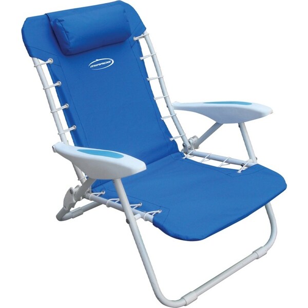 Mirage Deluxe 76cm Beach Chair Seat Outdoor Portable Camping Stool Blue/White