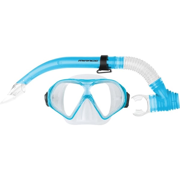 Mirage Watersports Adult Silitex Beach Swimming Goggle Mask/Snorkel Set Blue