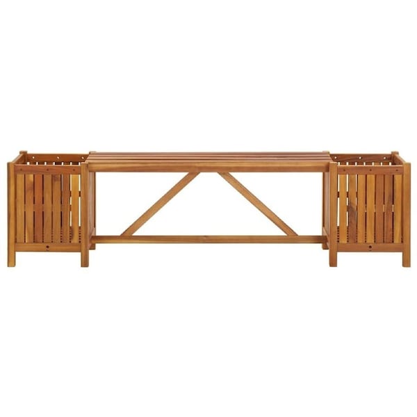 Wooden Garden Bench Outdoor Furniture Decorative Patio Seat With 2 Planter Boxes