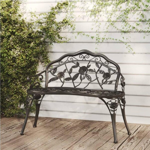 Garden Bench 99 cm Cast Aluminium Black vidaXL