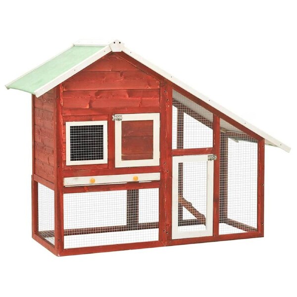 Rabbit Hutch Red and White 140x63x120 cm Solid Firwood vidaXL
