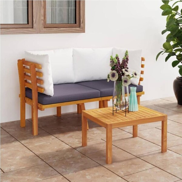 2-Seater Garden Sofa with Cushions Solid Acacia Wood vidaXL